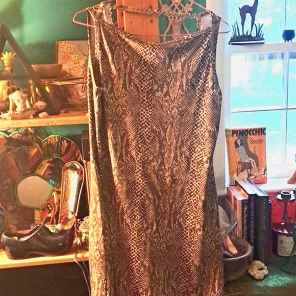 Vintage 90s Y2k snakeskin print mini dress, sz s/m - Picture 1 of 6